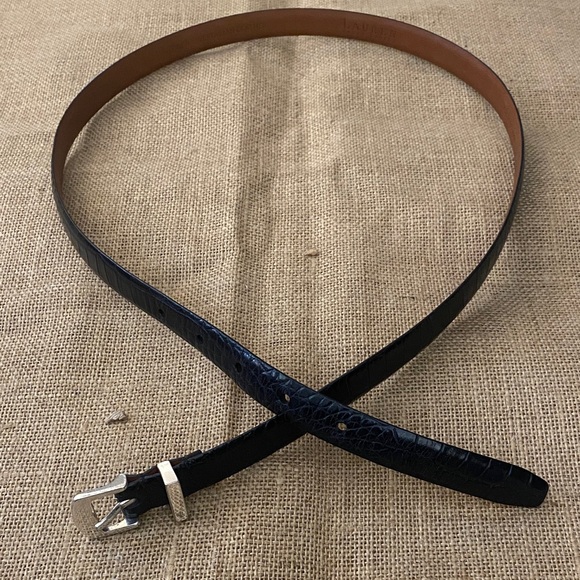 Lauren Ralph Lauren Black Leather Croc Embossed 3/4” Strap Belt XL main image 2